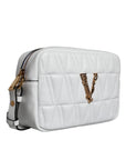 Versace White Quilted Nappa Leather Crossbody Shoulder Bag