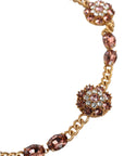 Dolce & Gabbana Gold Tone Brass Crystal Embellished Waist Chain Belt