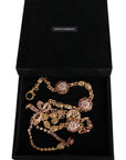 Dolce & Gabbana Gold Tone Brass Crystal Embellished Waist Chain Belt