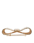 Dolce & Gabbana Gold Tone Brass Bow Crystal FauxPearl Embellished Brooch