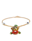 Dolce & Gabbana Gold Brass Leopard Flower Embellished Statement Necklace
