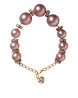Dolce & Gabbana Pink Maxi Faux Pearl Beads Crystals Gold Chain Necklace