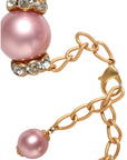 Dolce & Gabbana Pink Maxi Faux Pearl Beads Crystals Gold Chain Necklace