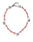 Dolce & Gabbana Silver Tone Brass Beaded Resin DG Logo Chain Necklace