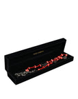Dolce & Gabbana Silver Tone Brass Beaded Resin DG Logo Chain Necklace