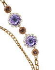 Dolce & Gabbana Gold Tone Floral Crystals Embellished Layered Necklace