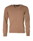 Dolce & Gabbana Brown Cashmere Knit V-neck Pullover Sweater