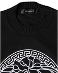 Versace Black Medusa Embroidery Crew Neck Pullover Sweater