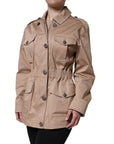 Dolce & Gabbana Beige Cotton Long Sleeve Collared Coat Jacket
