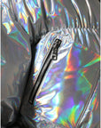 Dolce & Gabbana Silver Iridescent Puffer Full Zip Coat Jacket