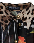 Dolce & Gabbana Multicolor Patchwork Silk Collared Blouse Top