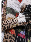 Dolce & Gabbana Multicolor Patchwork Silk Collared Blouse Top