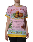 Dolce & Gabbana Pink Silk Araneine Siciliana Print Short Sleeves Top