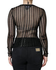 Dolce & Gabbana Black Stripe See Through Long Sleeves Top