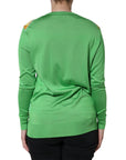 Dolce & Gabbana Green Silk Granita Al Limone Long Sleeves Sweater