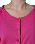 Dolce & Gabbana Pink Wool Button Down Short Sleeve Blouse Top