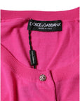Dolce & Gabbana Pink Wool Button Down Short Sleeve Blouse Top