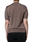 Dolce & Gabbana Brown Floral Applique Viscose Short Sleeve Top