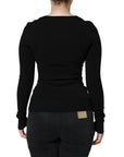 Dolce & Gabbana Black Long Sleeves Blouse Square Neck Top