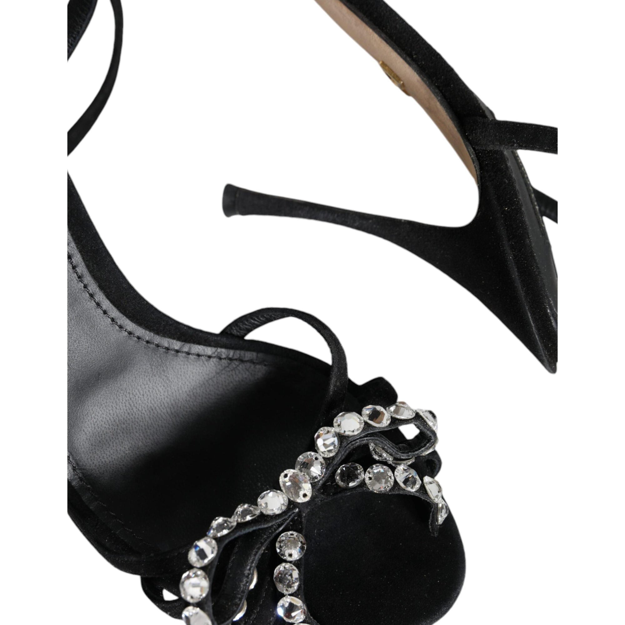Dolce & Gabbana Black Suede Crystals KEIRA Sandals Shoes