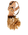 Dolce & Gabbana Brown Raffia Ankle Strap Crystal Sandals Shoes