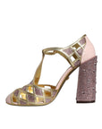 Dolce & Gabbana Pink Strass Crystals T-strap Sandals Shoes