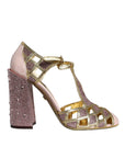 Dolce & Gabbana Pink Strass Crystals T-strap Sandals Shoes