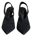 Dolce & Gabbana Black Jersey Stretch Heels Slingback Shoes