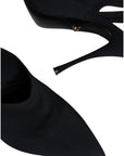Dolce & Gabbana Black Jersey Stretch Heels Slingback Shoes