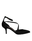 Dolce & Gabbana Black Suede Ankle Strap Pumps Heels Shoes