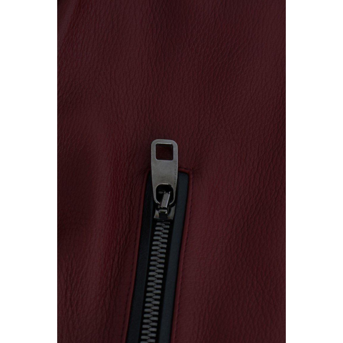 Dolce & Gabbana Radiant Red Leather Biker Motorcycle Jacket