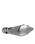 Dolce & Gabbana Silver Mesh Crystal Embellished Slingback Shoes