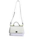 Dolce & Gabbana White Rafia Leather Top Handle Crossbody Bag