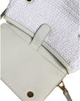 Dolce & Gabbana White Rafia Leather Top Handle Crossbody Bag