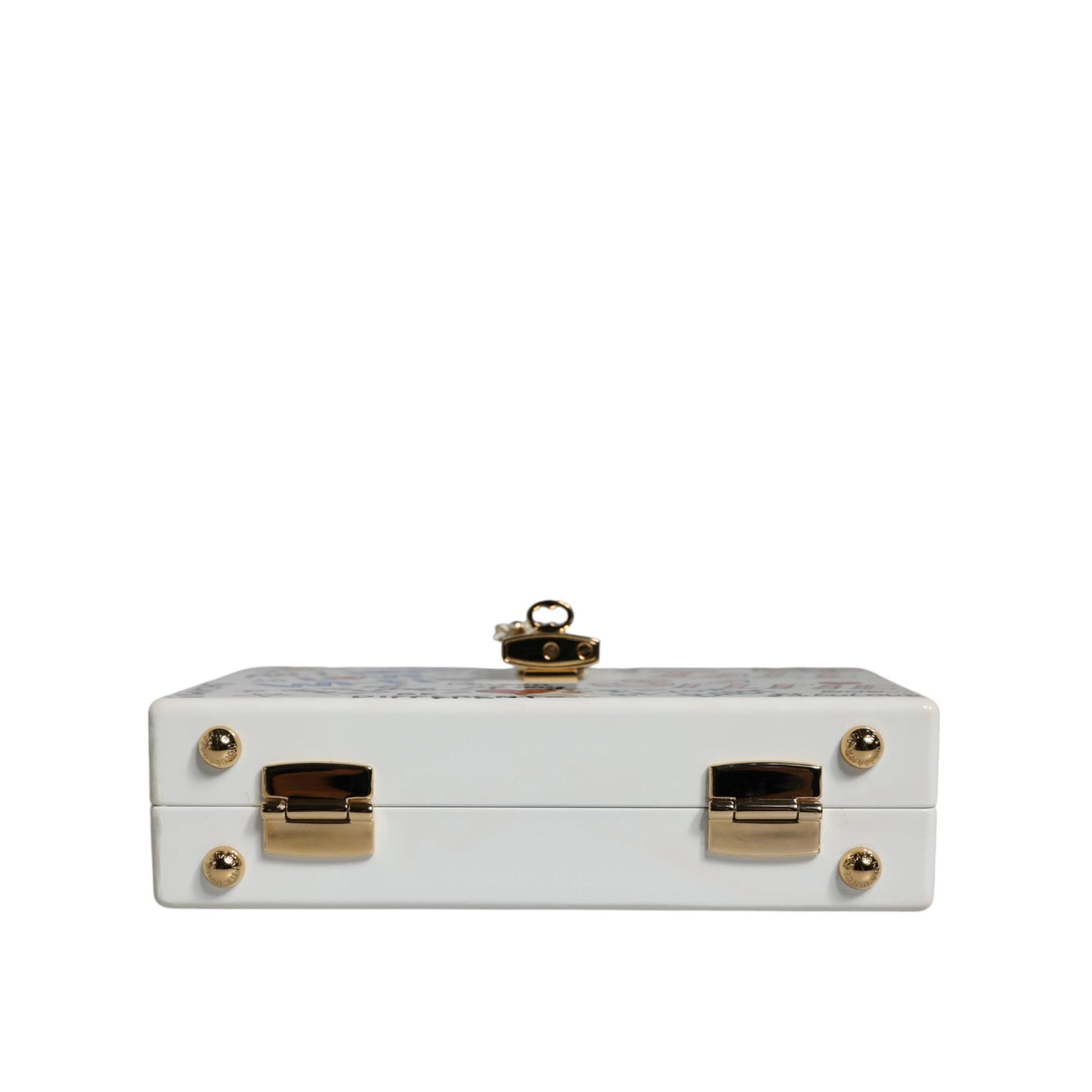 Dolce & Gabbana White Graffiti Print Clutch Crossbody Bag