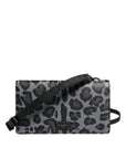Dolce & Gabbana Black Gray Leopard Leather Bifold Card Slot Crossbody Bag