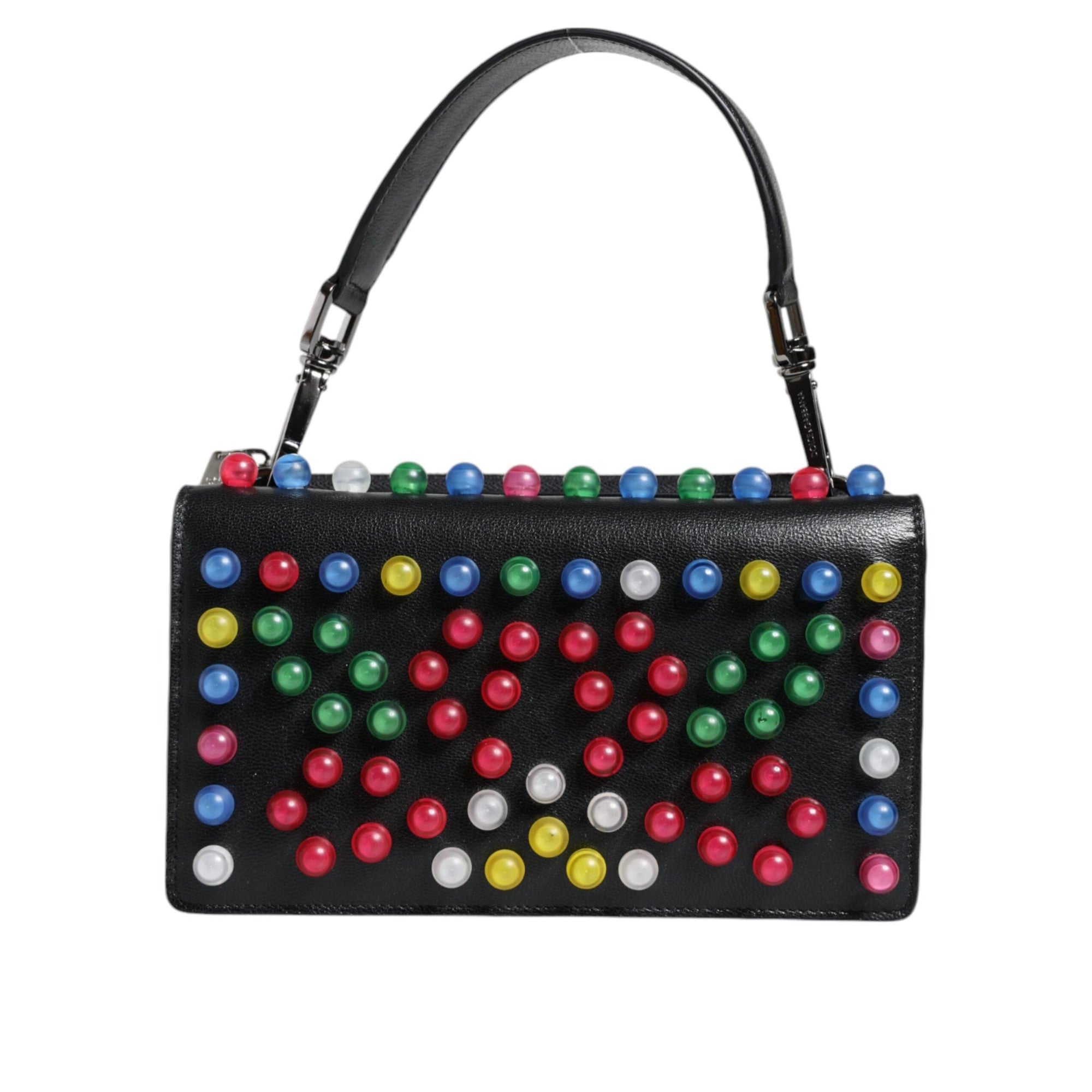 Dolce & Gabbana Black Leather Lighted Top Handle Handbag Bag