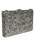 Dolce & Gabbana Silver Sequined Clutch Evening Crossbody Bag