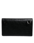 Dolce & Gabbana Black Leather DG Logo Bifold Card Slot Crossbody Bag