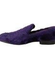Dolce & Gabbana Plush Purple Sheep Fur Loafers