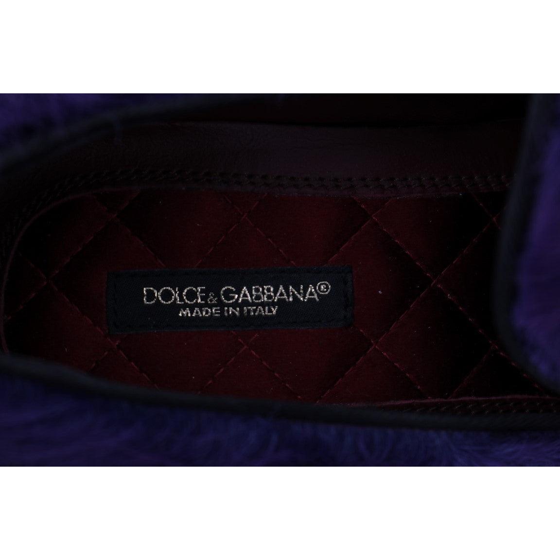 Dolce & Gabbana Plush Purple Sheep Fur Loafers