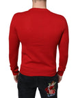 Dolce & Gabbana Red I'm The King Wool Crew Neck Sweatshirt Sweater