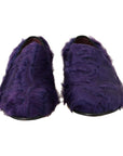 Dolce & Gabbana Plush Purple Sheep Fur Loafers