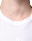 Dolce & Gabbana White Logo Embossed Cotton Crewneck T-shirt