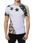 Dolce & Gabbana White Camouflage Stars Crew Neck T-shirt