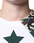 Dolce & Gabbana White Camouflage Stars Crew Neck T-shirt
