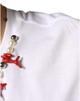 Dolce & Gabbana White Cotton Necklace Embellished T-shirt