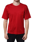 Dolce & Gabbana Red Cotton DG Logo Print Crew Neck T-shirt