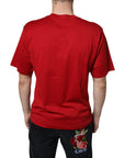 Dolce & Gabbana Red Cotton DG Logo Print Crew Neck T-shirt