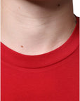 Dolce & Gabbana Red Cotton DG Logo Print Crew Neck T-shirt